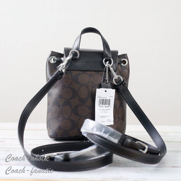 NWT Coach CL458 Amelia Convertible Backpack In Signature Canvas Brown Black - Picture 6 of 14